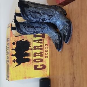 Women's Corral Black Sequence Eagle Inlay Size 10